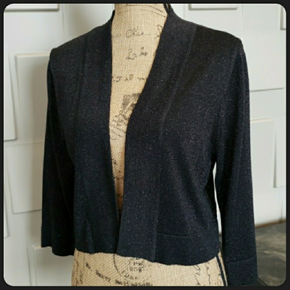 Ronni Nicole Tops - Ronni Nicole cardigan jacket top black crop 3/4 sleeve sparkle Size Medium
